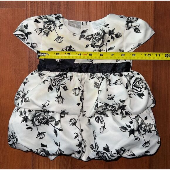 FAO Schwarz Baby Girls Floral Party Dress Size 6M Black black velvet and satin - Picture 7 of 10